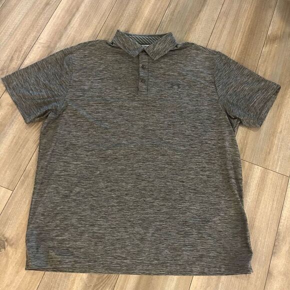 Under Armour Grey Athletic Workout Golf Polo Shirt Men 2XL Bin M-49 - Picture 1 of 6
